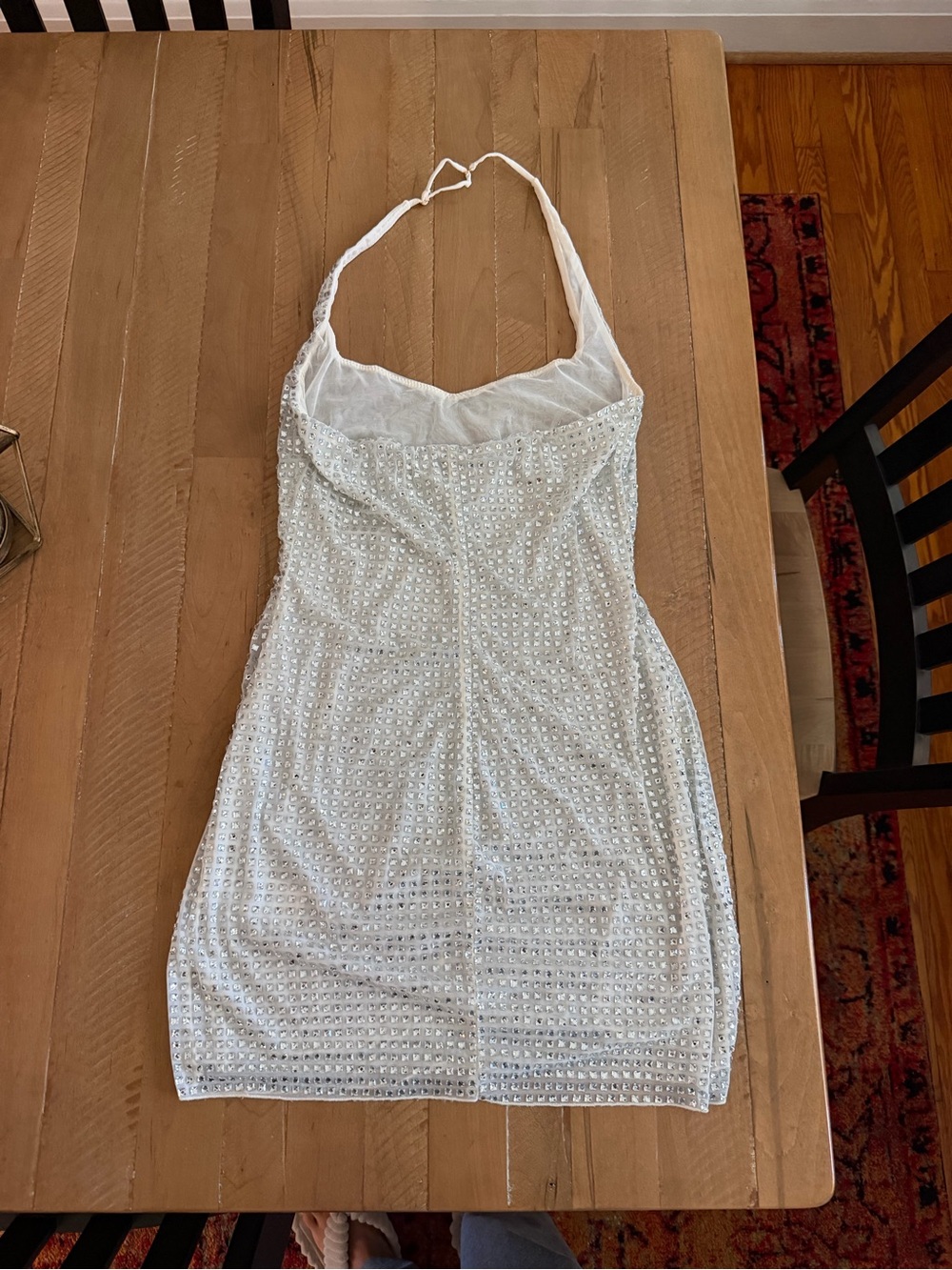 Oh Polly White Halter Rhinestone Mini Dress - Picture 3 of 4